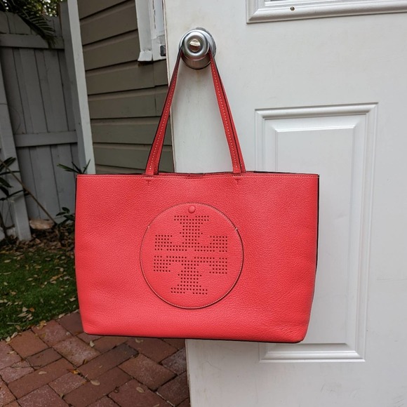 Tory Burch Handbags - Tory Burch big leather tote bag perforated in bright red/orange